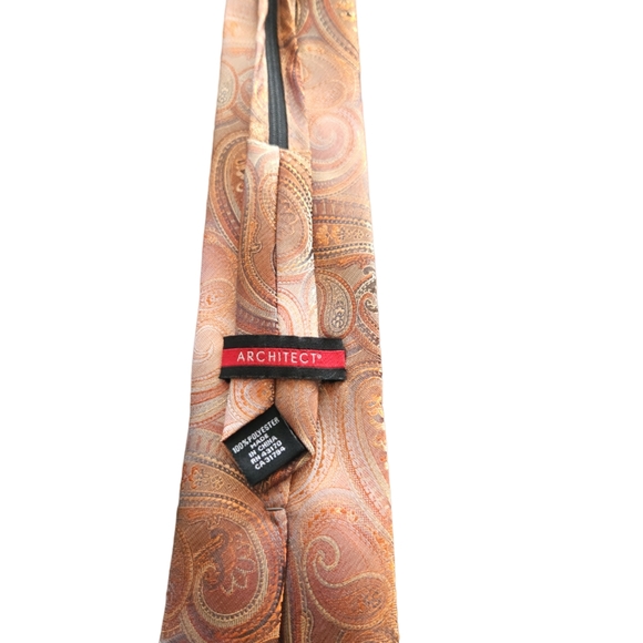 Architect Zipper Ties Rose Gold paisley and Blue - Picture 4 of 7